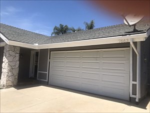White fascia gutter round downspout, Anaheim, CA